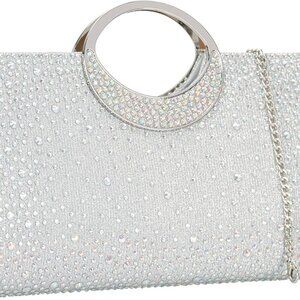 Dexmay Rhinestone Clutch Handbag with Crystal Handle for Wedding Party Elegant C
